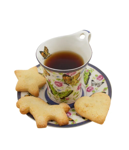 Tasse Tee mit hausgemachten Keksen — Stockfoto