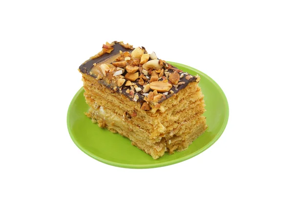 Medový dort na talíři — Stock fotografie