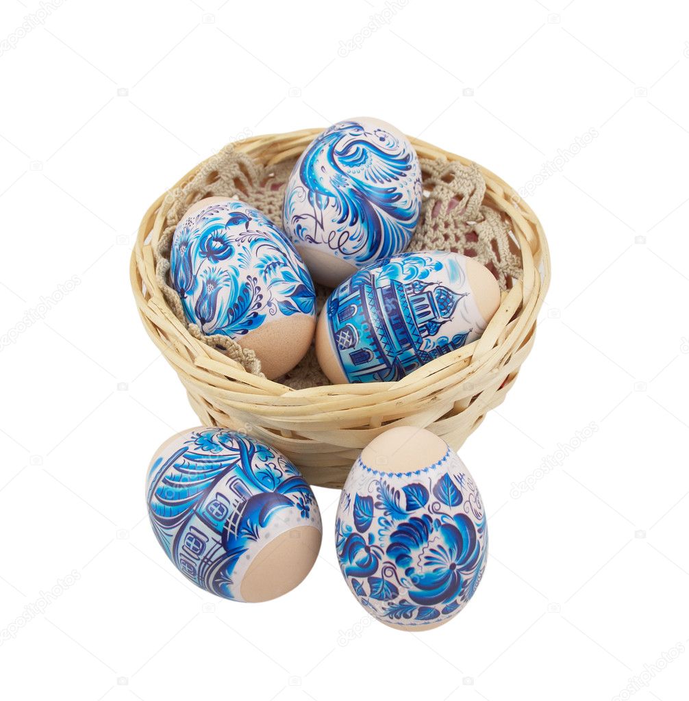 Easter eggs collection over a white
