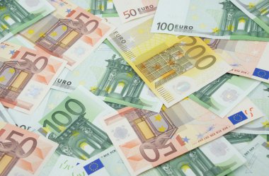 50, 100 and 200 euro banknotes background clipart