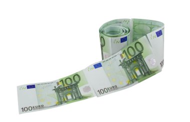 One hundred euro banknotes toilet paper clipart