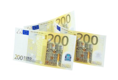 Three 200 euro banknotes clipart