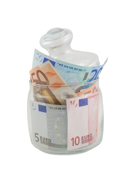 Money in glass jar — Stock Photo, Image