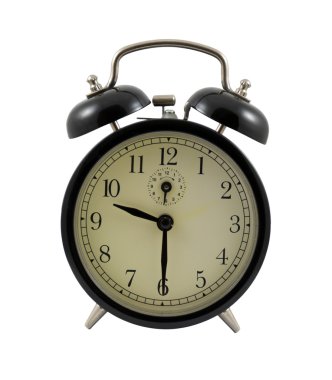 Retro alarm clock showing 9 hours and 30 minutes clipart