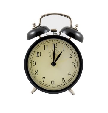 Retro alarm clock showing one hour clipart