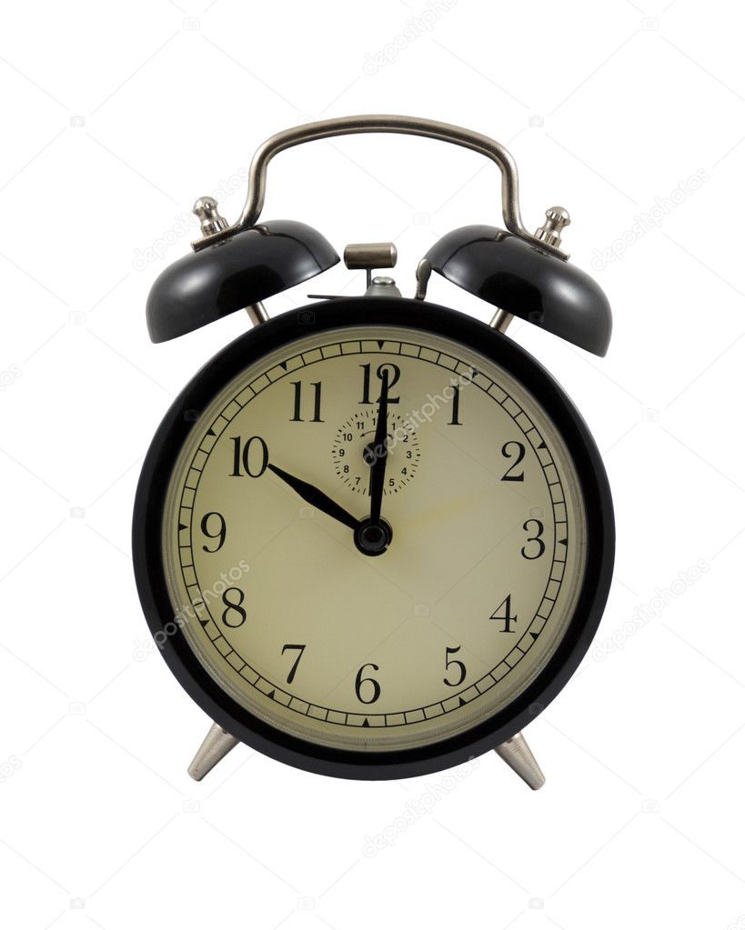 Retro alarm clock showing ten hours