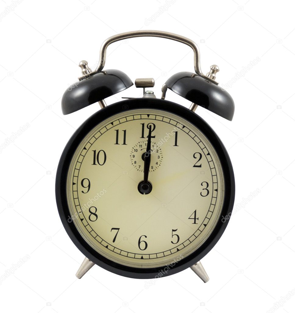 Retro alarm clock showing twelve hours