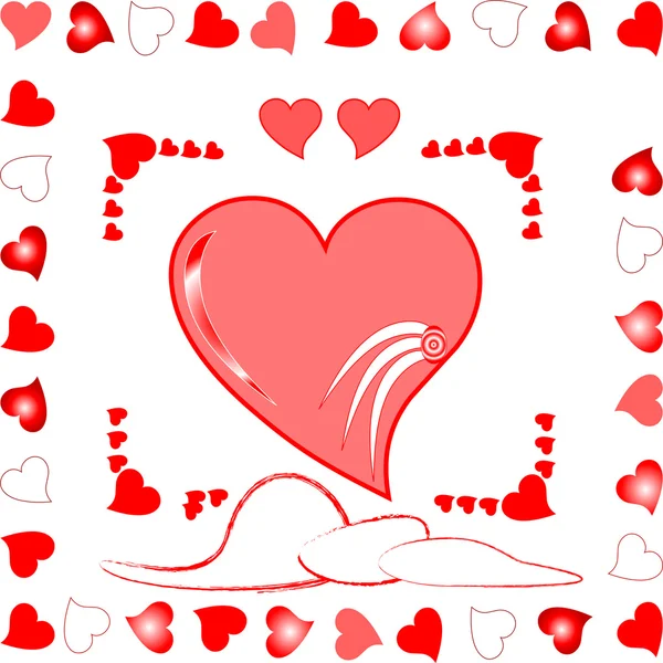 Amor coração saudação casamento cartão — Vetor de Stock