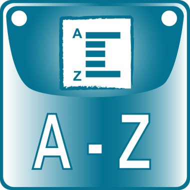 A-Z blue Button dictionary search list find go