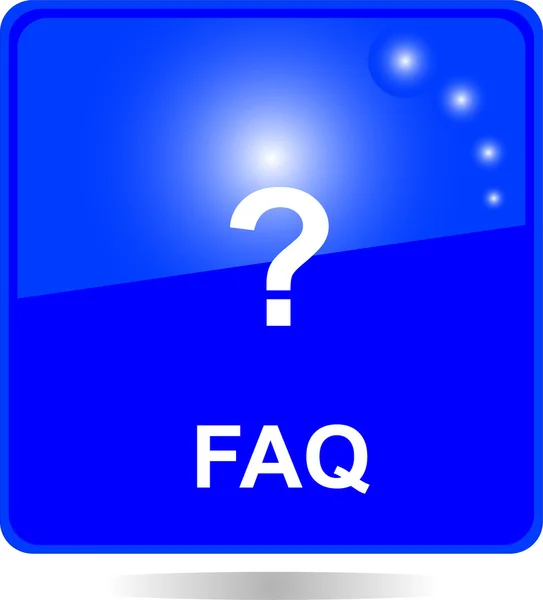 Blue square FAQ web button — Stock Vector