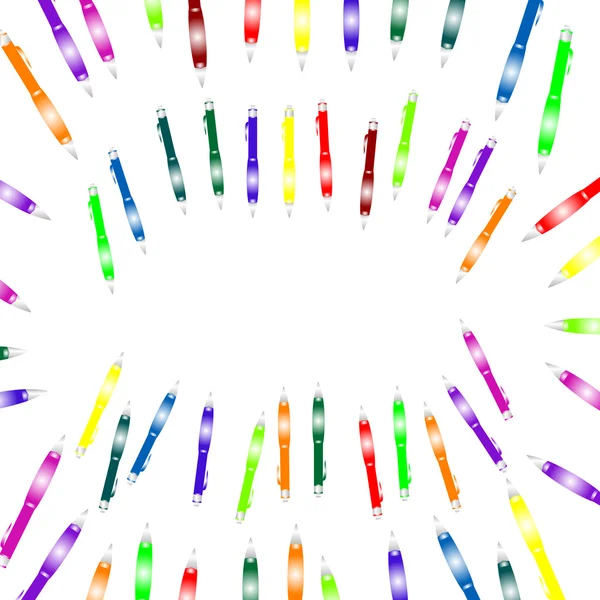 Reeks van kleurrijke potloden op witte achtergrond — Stockvector