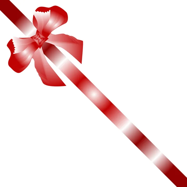 Arc cadeau satin rouge avec un ruban isolé sur blanc — Image vectorielle