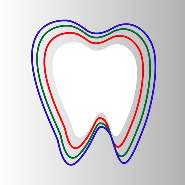 Gestileerde tand in cirkel bescherming geïsoleerd op grijze achtergrond — Stockvector