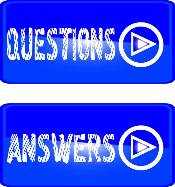 Blue button questions answers — Stock Vector