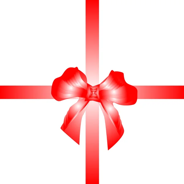 Κόκκινη κορδέλα με φιόγκο δώρο που απομονώνονται σε λευκό — Διανυσματικό Αρχείο