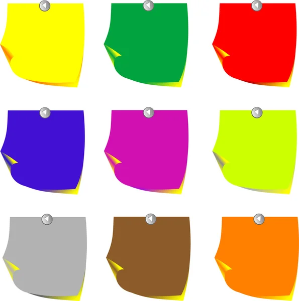 Notas de recuerdo sobre el papel de colores brillantes — Vector de stock