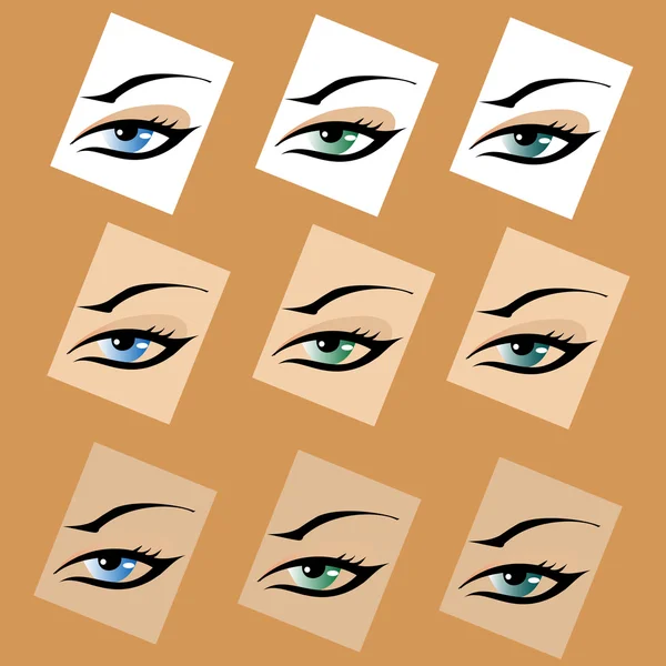 Um conceito de olho feminino humano abstrato bonito em cores diferentes — Vetor de Stock