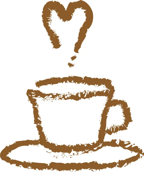커피 컵 윤곽선 흰색 절연 — 스톡 벡터