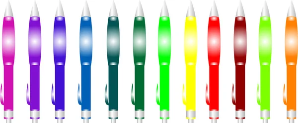 Χρωματιστά στυλό πάνω σε λευκό φόντο — Διανυσματικό Αρχείο