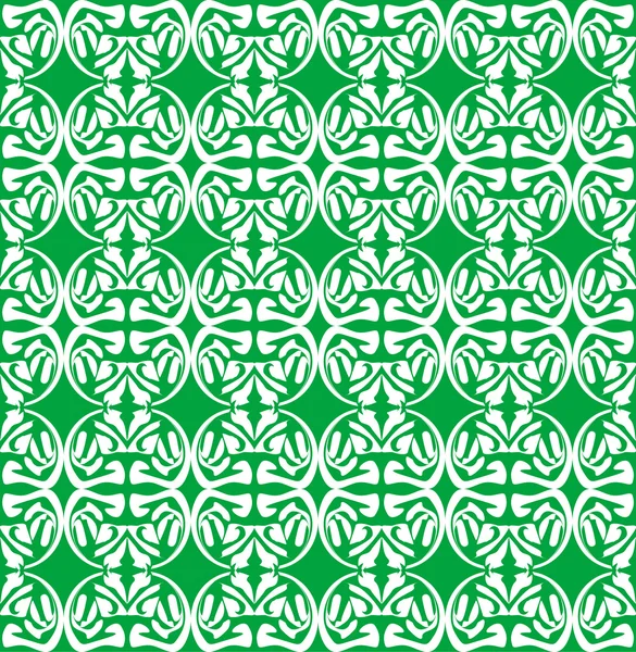 Vieux papier peint vert damassé sans couture — Image vectorielle