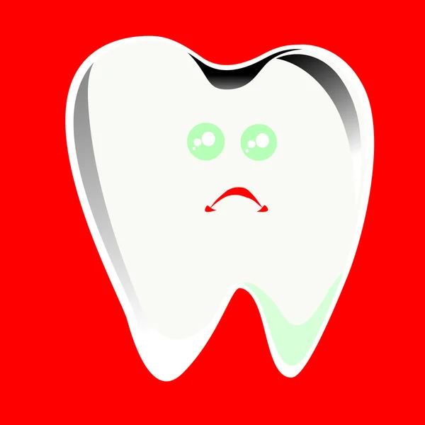 Karikatur einzelner extrahierter Zahn mit Karieskaries isoliert auf weiß — Stockvektor