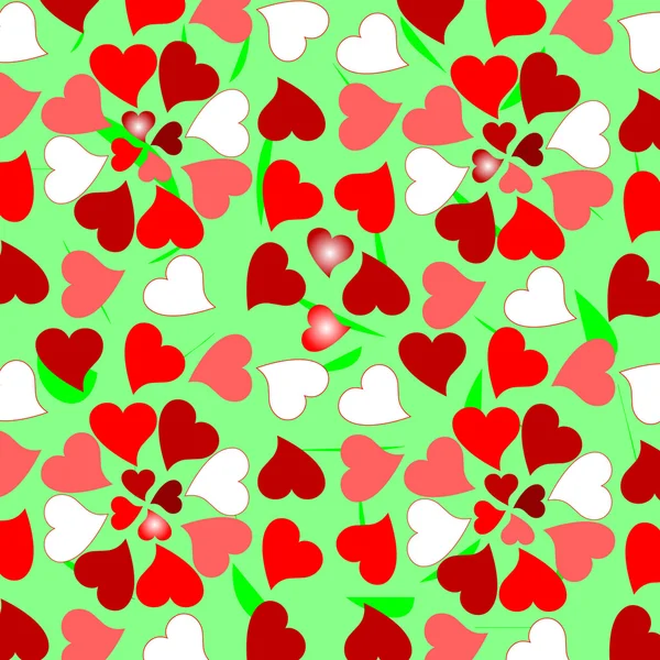 Fleurs colorées Valentines coeurs fond de conception — Image vectorielle