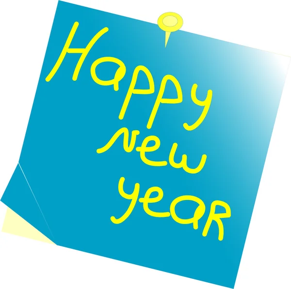 Feliz año nuevo saludo en nota azul — Archivo Imágenes Vectoriales
