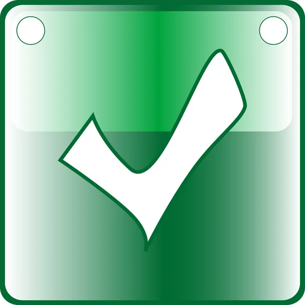 Klíště zelené tlačítko web ikony — Stockový vektor