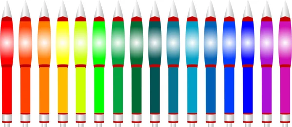 Colore penne tutti i colori dell'arcobaleno. Oggetto isolato — Vettoriale Stock