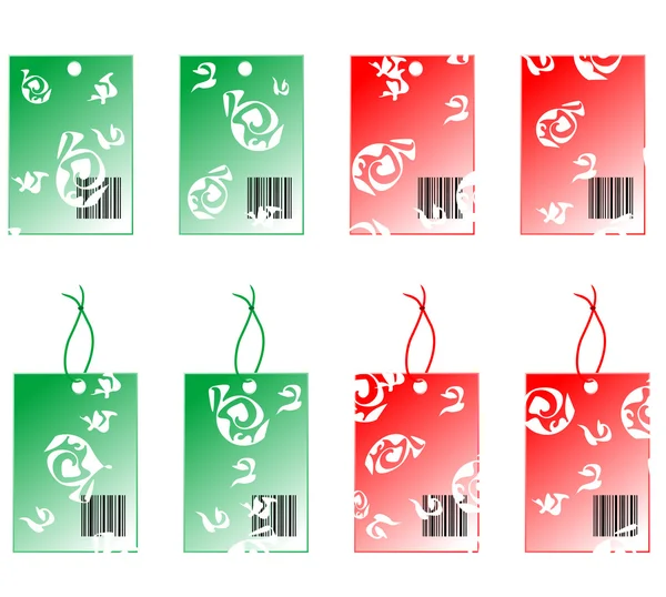 Adesivo etichetta rosso e verde con ornamento astratto — Vettoriale Stock