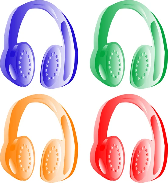 Colorful headphones isolated in white — Stock Vector