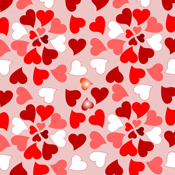 San Valentín floral corazones diseño romántico fondo — Vector de stock