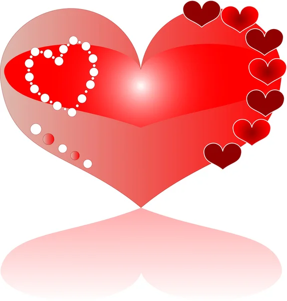 Szczegółowe miłość pozdrowienie czerwone serce — Wektor stockowy
