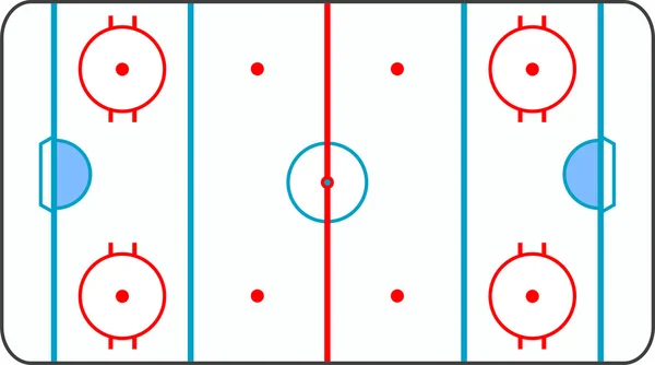 Terrain de hockey sur glace avec toutes les lignes sur fond blanc — Image vectorielle