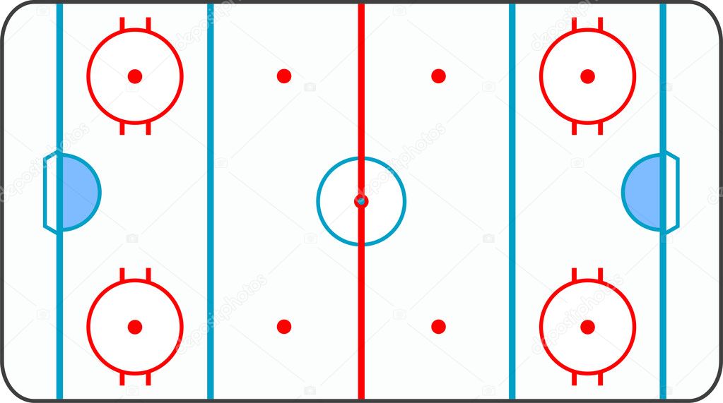Ice hockey ground with all lines on white background