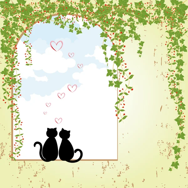 stock vector Springtime cat dating