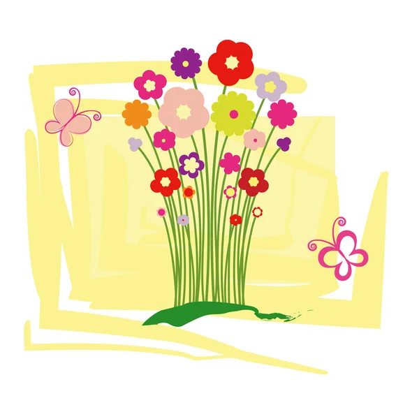 Άνοιξη καλοκαίρι floral ευχετήρια κάρτα — Διανυσματικό Αρχείο