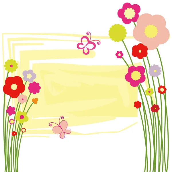 Springtime floral butterfly postcard — Stock Vector