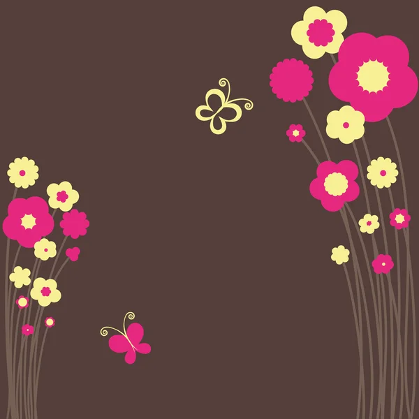 Primavera floral borboleta cartão postal — Vetor de Stock