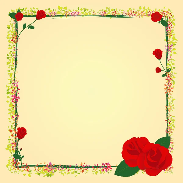 Καλοκαίρι τριαντάφυλλο κήπο λουλούδι πλαίσιο — Διανυσματικό Αρχείο