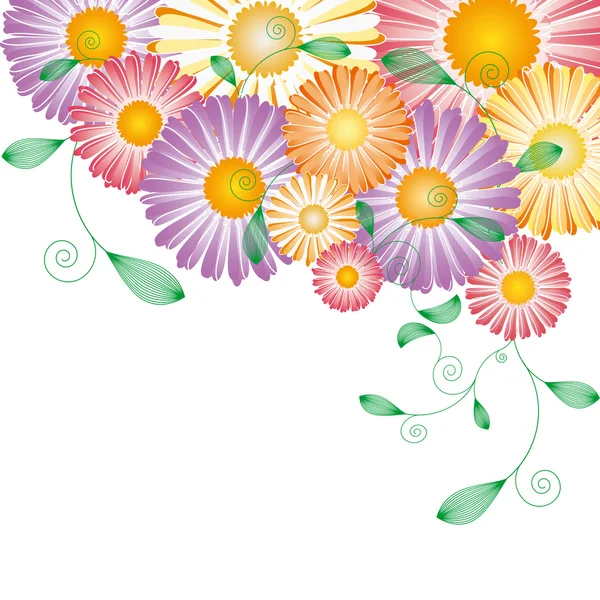 Primavera colorido flor cartão de saudação —  Vetores de Stock
