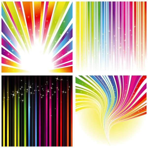 抽象的な虹色のストライプ状の背景のセット — ストックベクタ