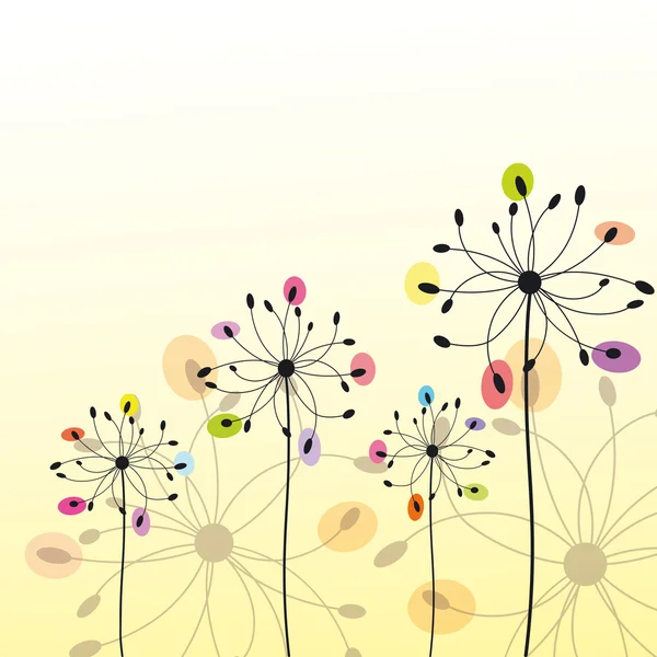 Primavera verão colorido floral cartão — Vetor de Stock