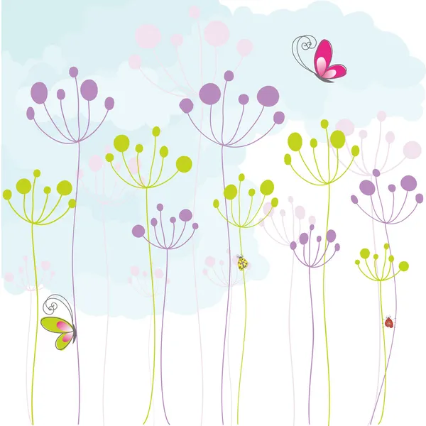 Abstrato colorido floral borboleta fundo — Vetor de Stock