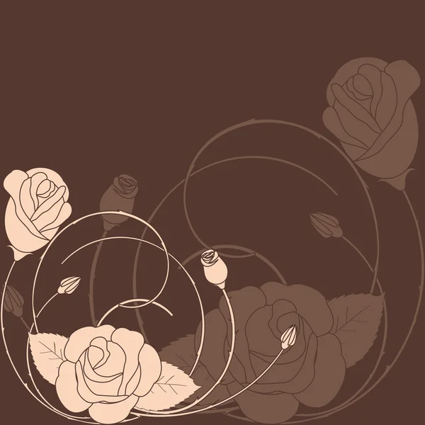 Rose flower brown background — Stock Vector