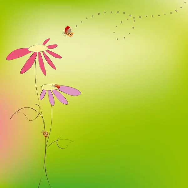 Πολύχρωμο λουλούδι άνοιξη με πασχαλίτσα — Διανυσματικό Αρχείο