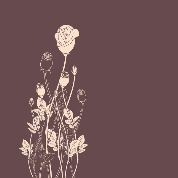 Růže květiny hnědé pozadí — Stockový vektor