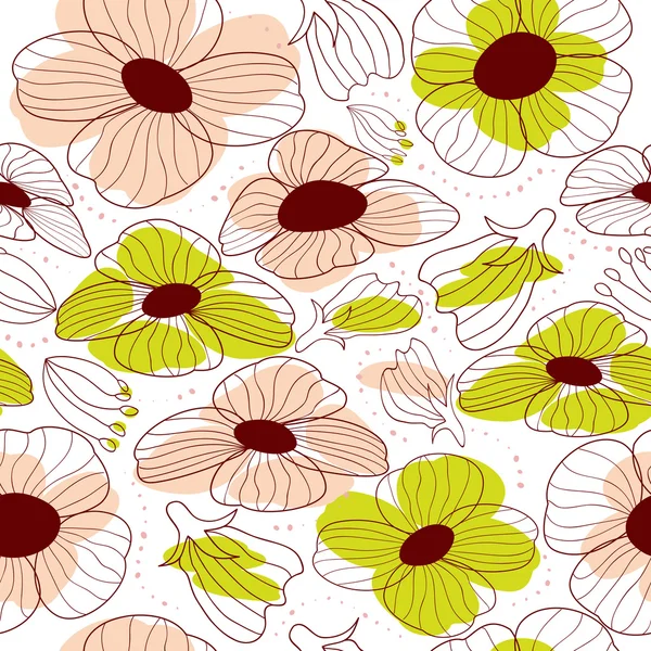 Abstracte kleurrijke bloemen naadloze patroon — Stockvector