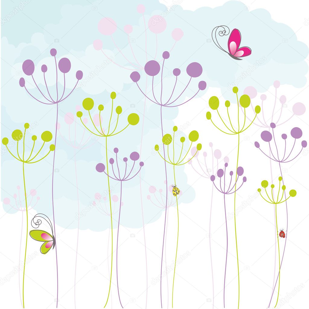 Abstract colorful floral butterfly background