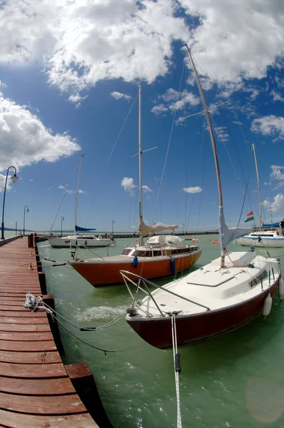 Pier with several sports yachts — Stock Photo, Image